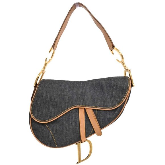 Christian Dior Navy Denim Saddle Handbag - Picture 1 of 9
